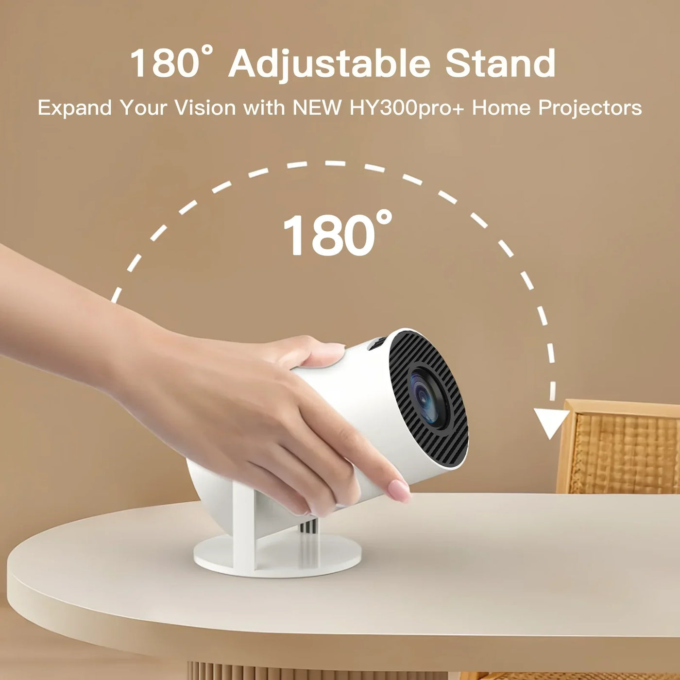 2025 Outdoor Portable Mini Projector 720P XP300 Pro，WiFi 6 & BT 5.4，180° Rotation，4500 Lumen 3W Speaker for Camping Movie Night