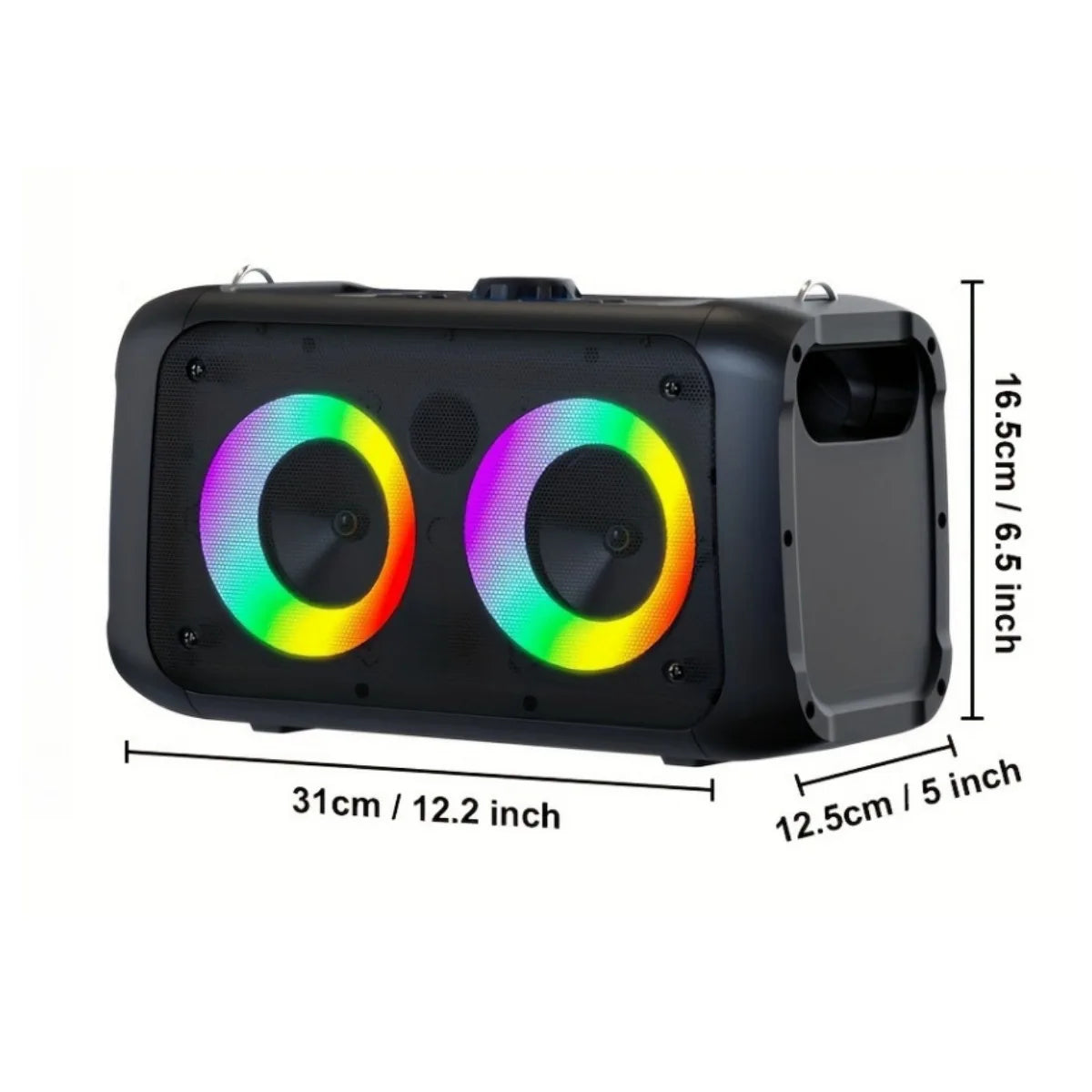Portable wireless speaker (with subwoofer and wired microphone dual speaker), RGB party light, 2400mAh battery, supports TWS