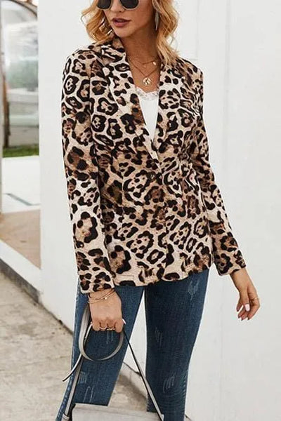 Women Blazer Autumn Fashion Non-positioning Print Leopard Small Suit  Tops Chaqueta De Mujer Coats Vestido Haut Femme