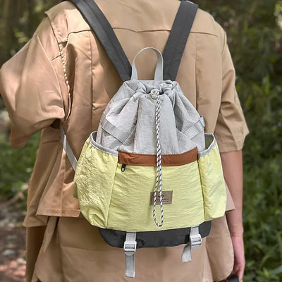 2025 Mountain Style Backpack Couple, Retro Color Block Hiking Bag, Lightweight Large Capacity Daypack for Outdoor