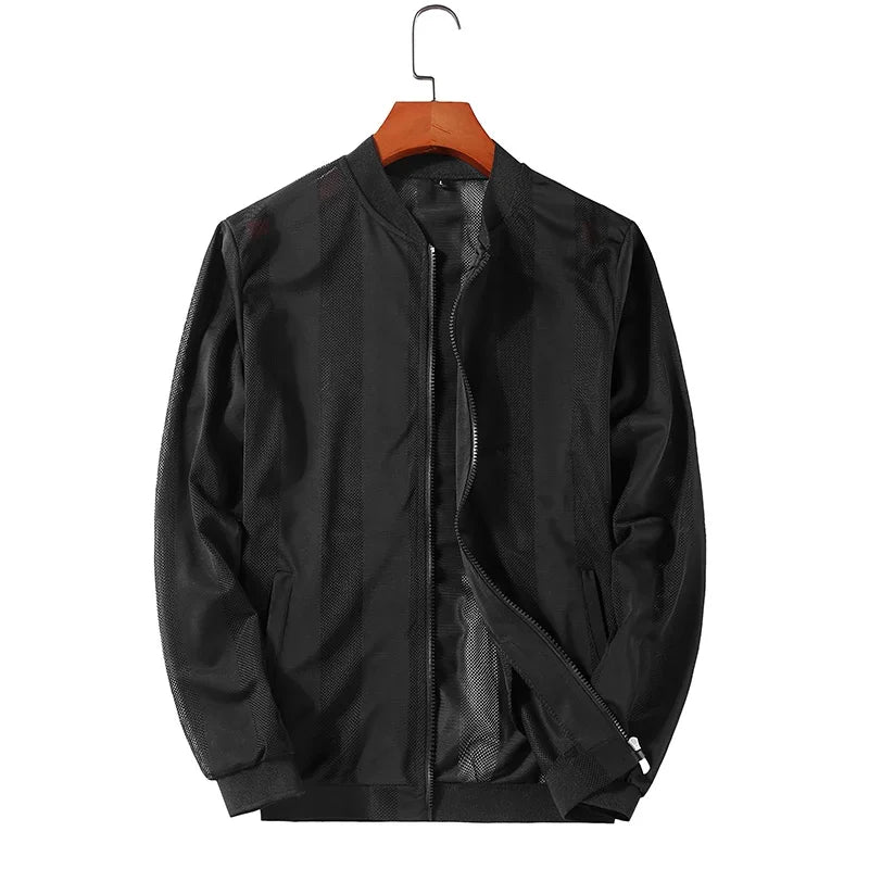 Men's Summer Casual Jackets Cool Lightweight Hooded Zip Jacket with Pockets Summer Essential Outerwear  Cut-Out Jacket