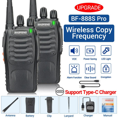 Baofeng BF-88E Pro Walkie Talkie Wireless Copy Frequency Long Range UHF 400-470MHz Portable Ham Two Way Radio for Hunting