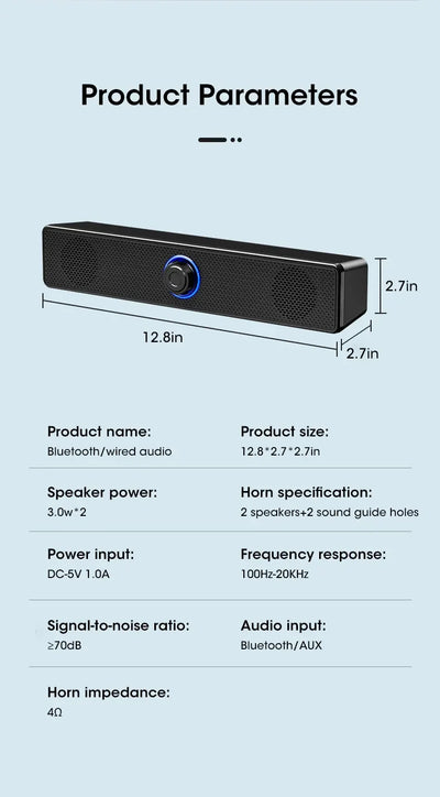 Bluetooth 4D Surround Speaker Home Theater Sound System Computer Soundbar For TV Subwoofer Wired Stereo Strong Bass