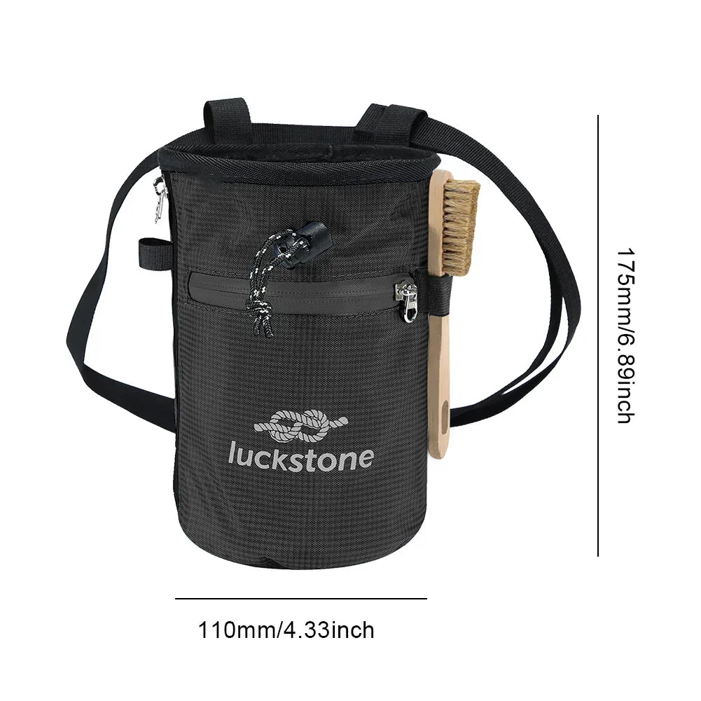Waterproof Chalk Bag Bucket with Chalk Brush Climbing Magnesium Powder Bag for Weight Lifting Outdoor Climbing Equipment