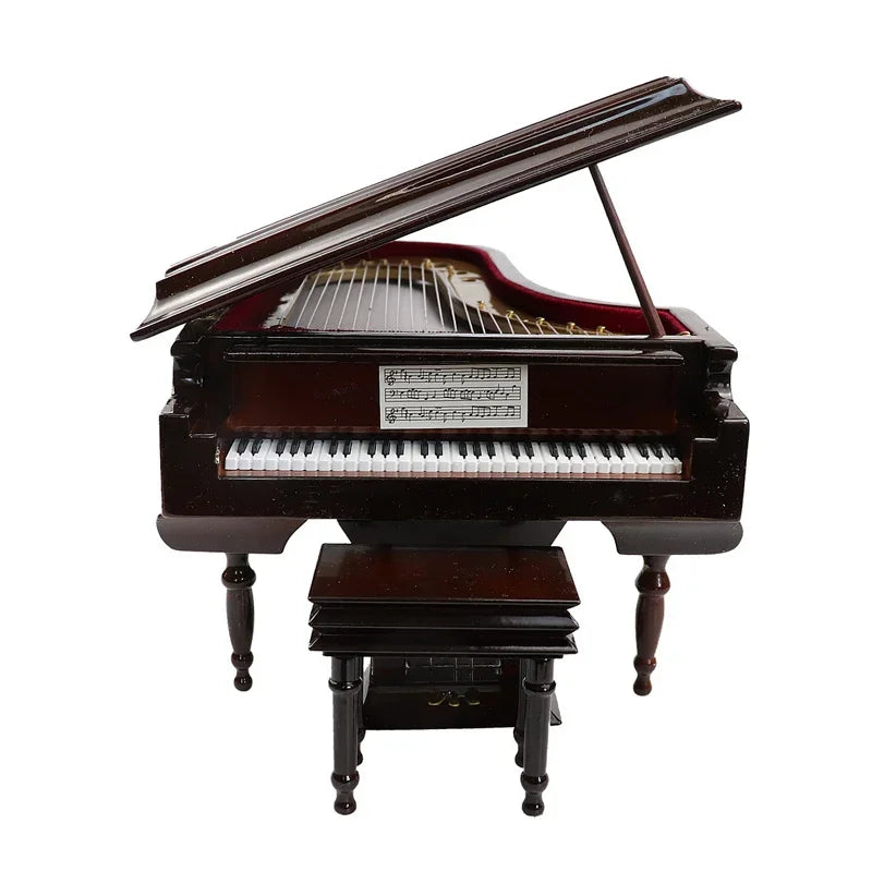 Handmade Wooden Musical Instruments Collection Decorative Ornaments Mini Piano Miniature Model Decoration Gifts