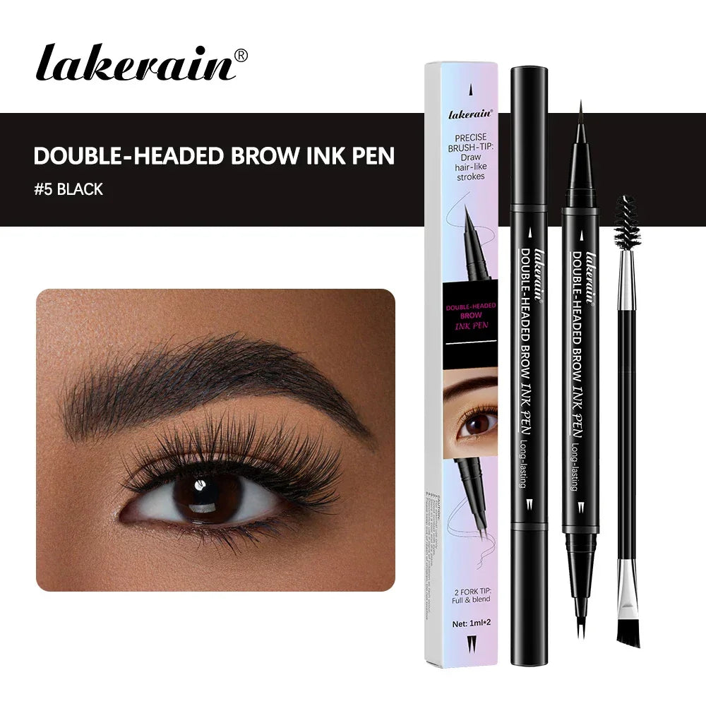 2 In 1 Eyebrow Pencil Eyeliner Double-Headed Long-Lasting Waterproof Smudge-Proof Precise Delineation Natural Tones for All Skin