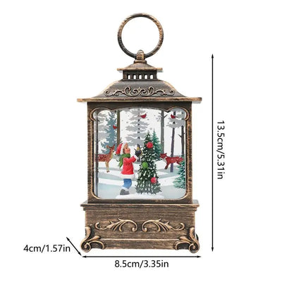 Christmas Snow Lantern Christmas Scene Lighted Snow Globes Swirling LED Snow Globe Christmas Light Up Snow Globe Lantern