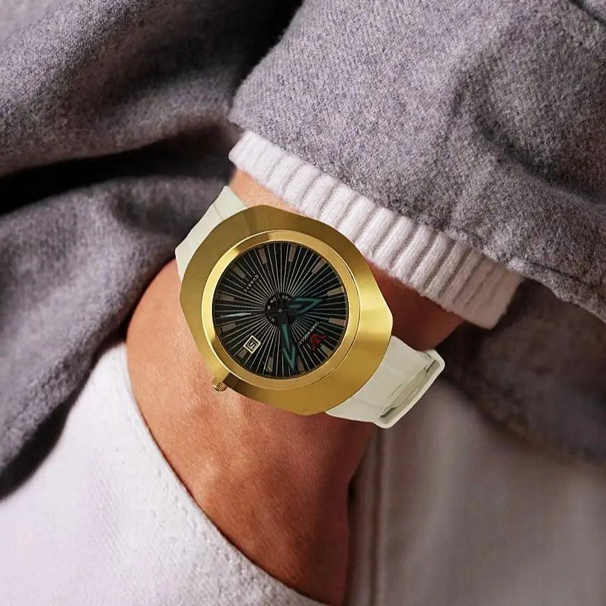 Premium high-end fashion quartz men’s watch – waterproof date display comfortable imported rubber strap