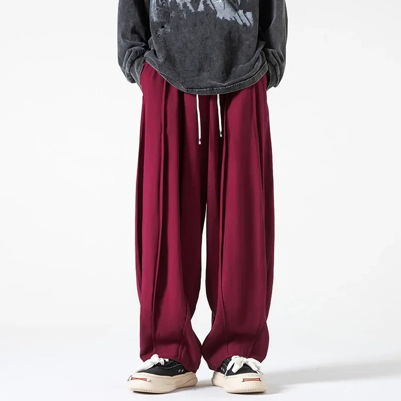 Men's Wide Leg Pants Fashion Loose Harem Pants Solid Color Harajuku Sweatpants Streetwear Unisex Casual Trousers Plus Size 5XL