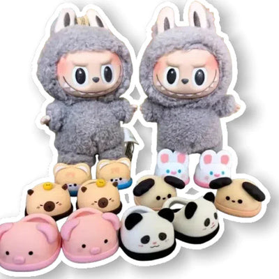 Labubu Shoes for 15/17cm Dolls Cute Animal Slippers Macaron Color Versatile Princess Shoes