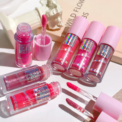 Flowing light Glitter Lip Glaze Long Lasting Lip Gloss Waterproof Liquid Lipstick Makeup Lip Oil Lip Tint Moisturizing