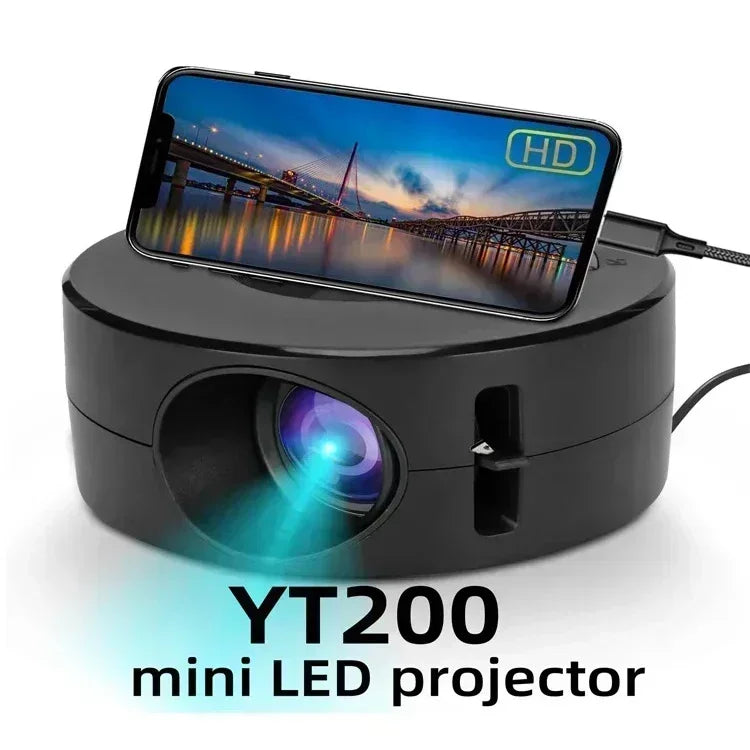 YT200 Portable Projector - Children's Friendly LCD Mini Home Theater Smartphone Same-Screen Function