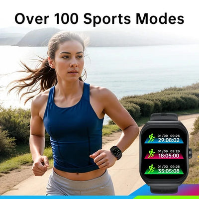 KUMI KU7 Smartwatch 1.96" AMOLED, AI Voice Assistant, Bluetooth Call, SOS Alert, 100+ Sports, Health Monitor