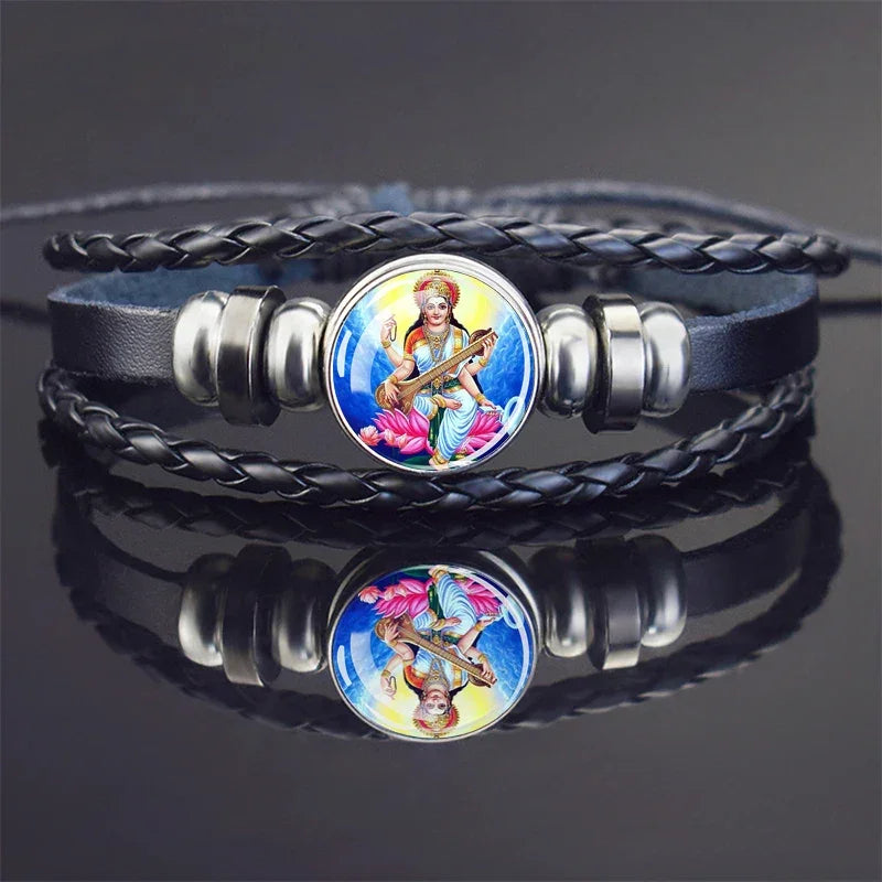 Hinduism God Bracelets Ganesha Vishnu Shiva Amulet Bracelet for Men Women Goddess of Kashmi Wealth Bangle India Buddhism Jewelry