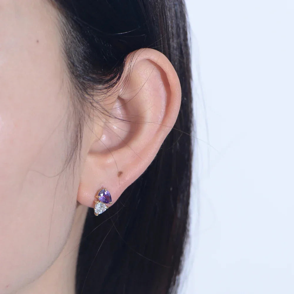 fine jewelry Sterling 925 silver jewelry wholesale Pear Cut Water Drop Zircon Stud Earrings Fine Jewelry for Women