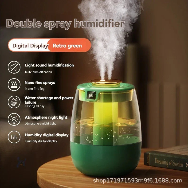 2024 New Humidifier Double Spray High Mist Atmosphere Light Household Bedroom Dormitory Constant Humidity Aromatherapy USB Humid