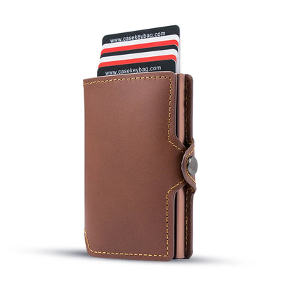 CASEKEY Airtag Smart Wallet Genuine Leather Pop Up Credit Card Holder Rfid Anti-theft Minimalist Men Wallet with Airtag Holder