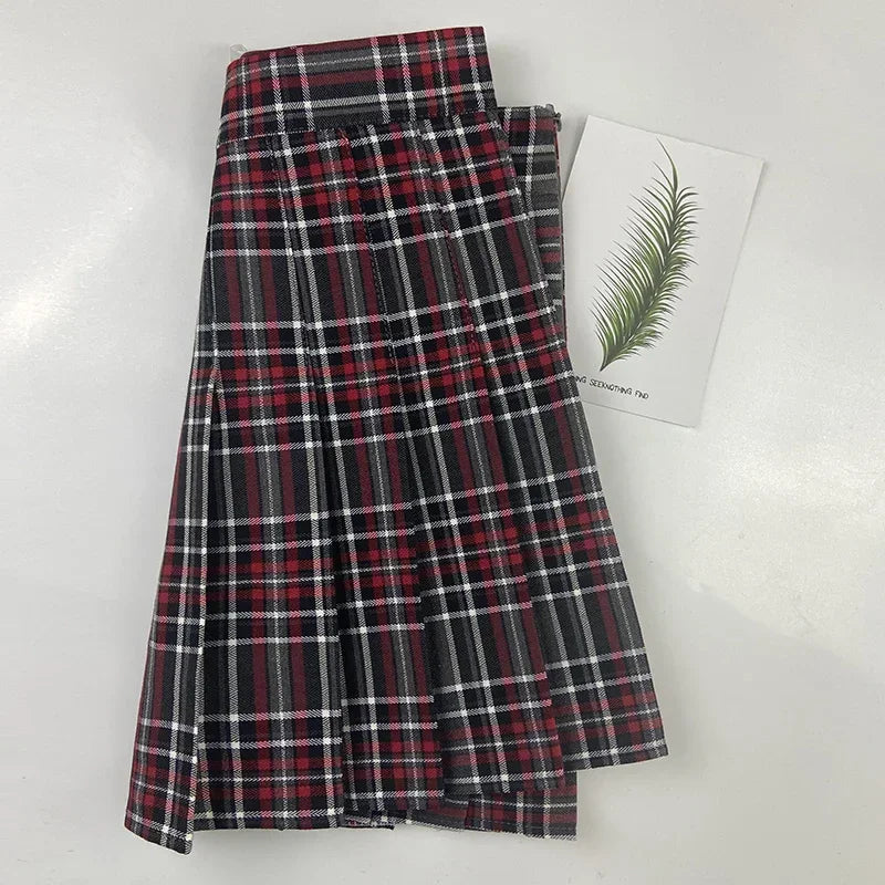 Skirts Summer A-line School Clothes For Women Y2k Skirt With Shorts Plaid Pleated High Waisted Ropa Dama Korean Style Skort