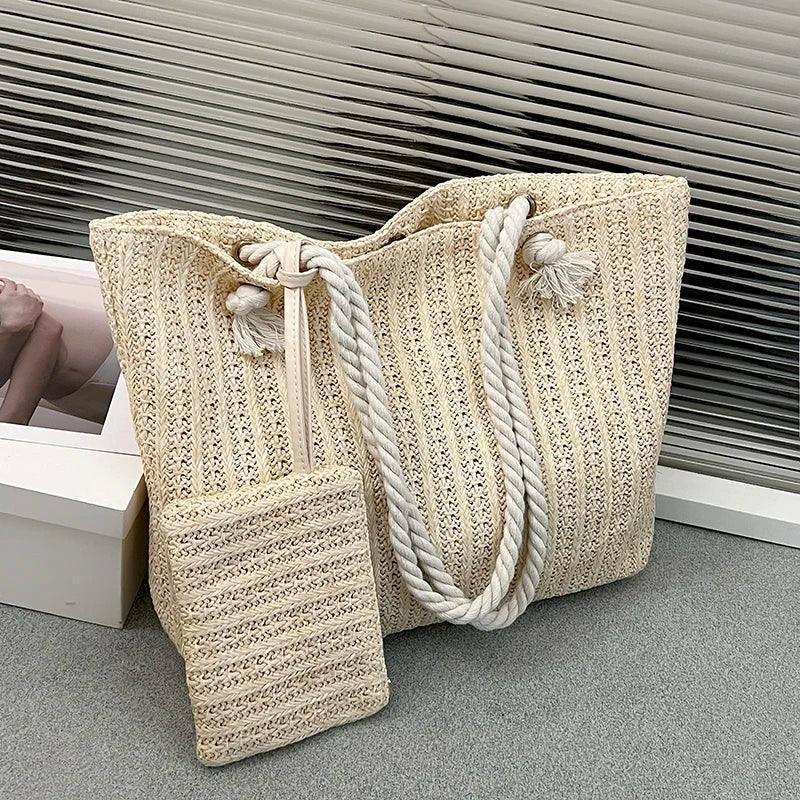 Designer women handbags fashion large capacity straw tote bag summer beach casual bali big purse