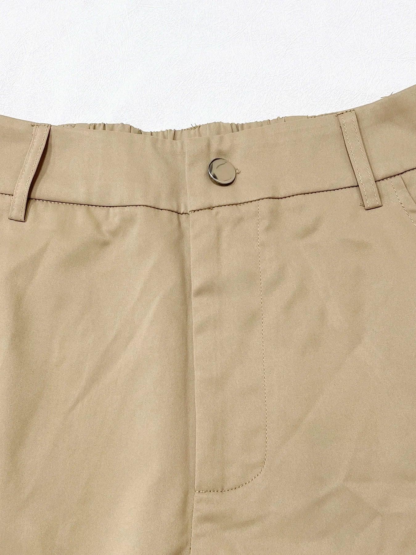 Women's Plain Multi-pocket High Waist Cargo Pants, Casual Street Straight Leg Pants for Daily Wear, Ladies Bottoms