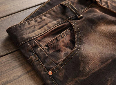 2025 Men's Fashion Vintage Jeans Slim Straight Leg Tie Dye Pleated Biker Denim Pants Male Casual Pants Oversized 42 High Quality