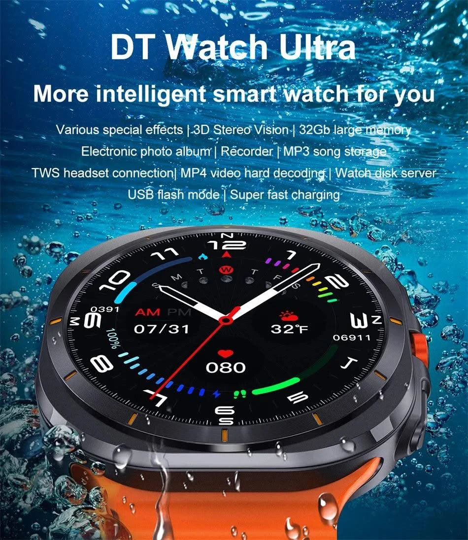 2025New Galaxy Watch 7 Ultra Smart Watch Men 32GB Memory GPS NFC AMOLED Screen Fitness Tracker Health Smartwatches For Samsung