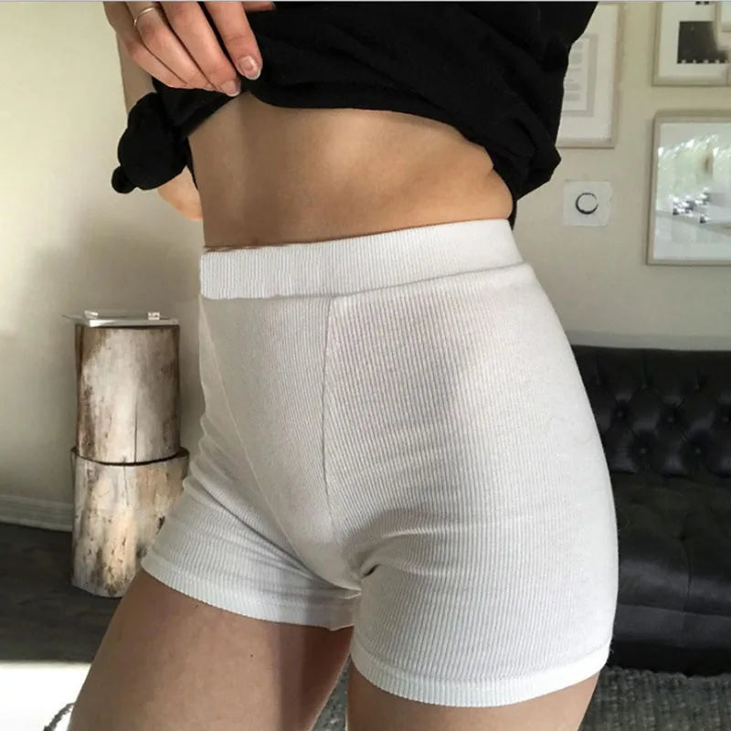 Summer Women Solid Color Biker Shorts Female Ribber Knitted Short Pants Ladies Sexy Slim High Waist Shorts Casual Streetwear