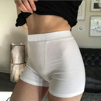 Summer Women Solid Color Biker Shorts Female Ribber Knitted Short Pants Ladies Sexy Slim High Waist Shorts Casual Streetwear