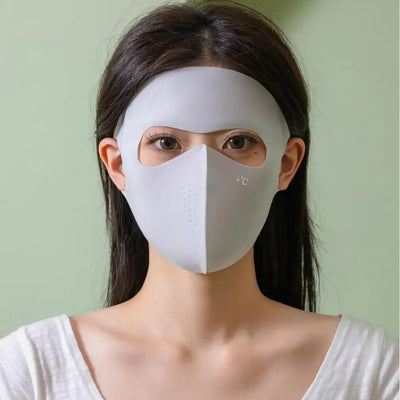 Polyester UPF50+ Sunscreen Mask Traceless Small Hole Ice Silk Face Clothing Thin Quick Drying UV Protection Mask Women