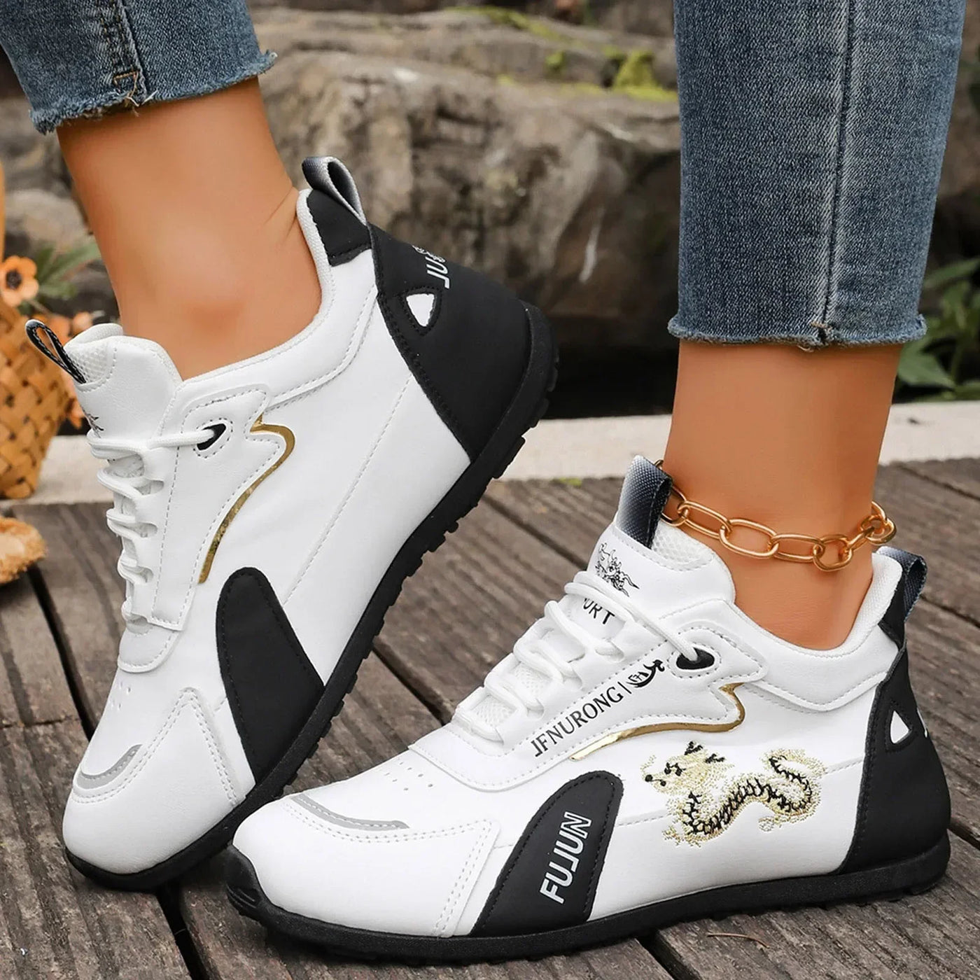 Women Designer Sneakers 2025 Summer Leather Waterproof Casual Sports Shoes Women Lightweight Breathable Anti-Slip Platform Shoes