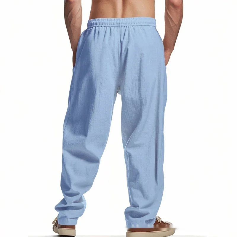 Men's Linen Wide-leg Pants for All Seasons Hip-hop Street Fashion Casual Pants Loose and Versatile Breathable Trousers for Men