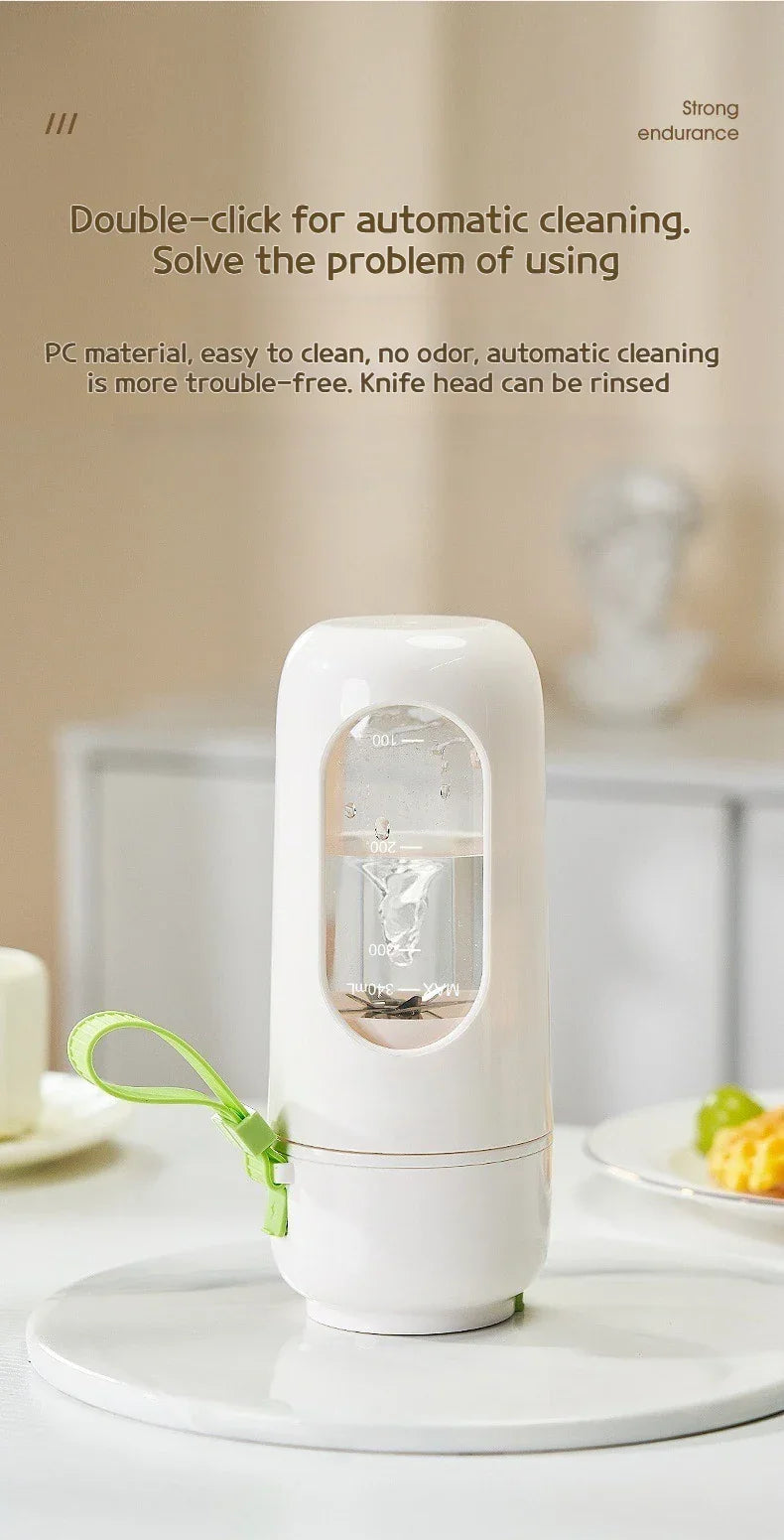 Portable Electric Blender Cup for Smoothies, Shaved Ice, and Juices - 12-Blade Stainless Steel with Wireless Charging Function