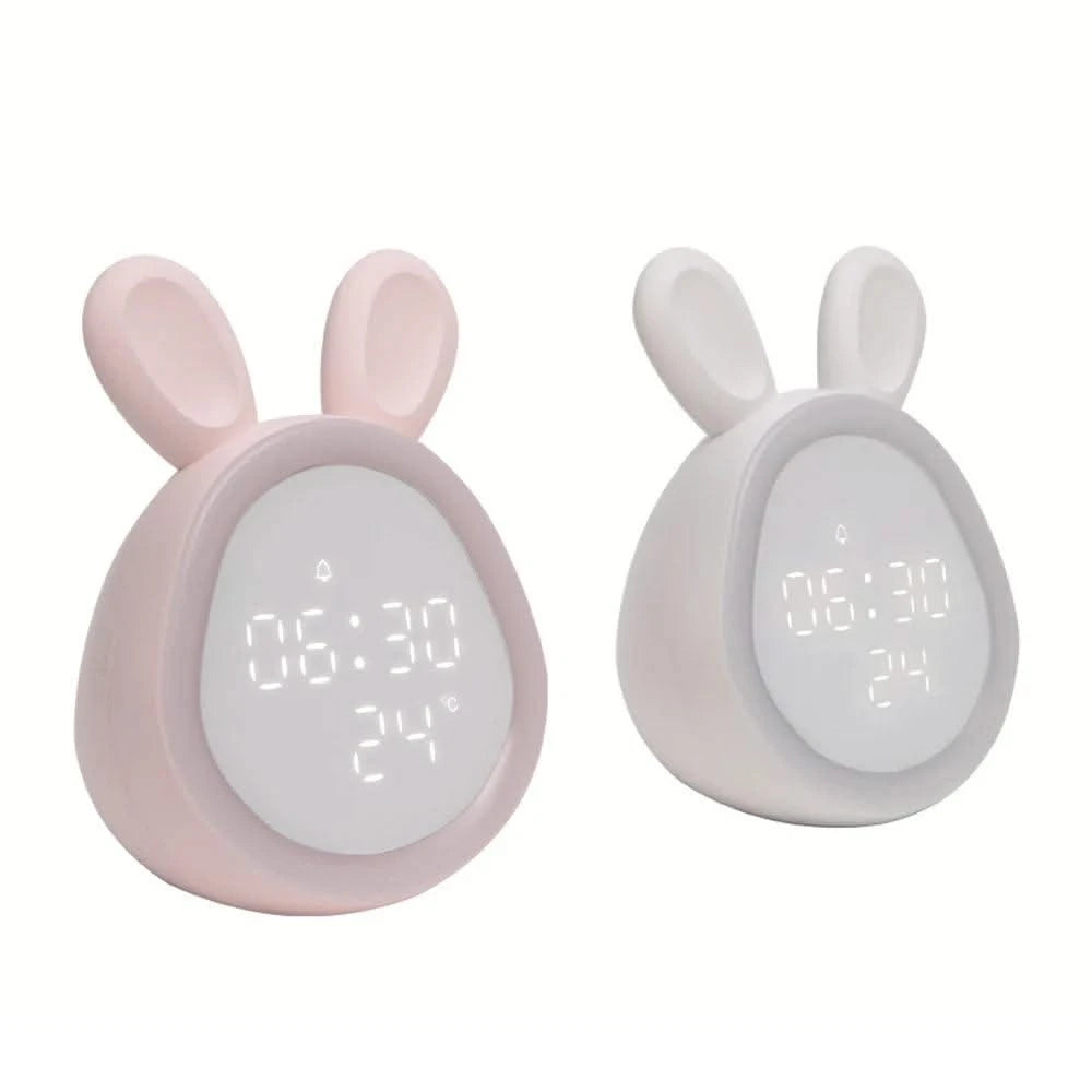 Kids Cute Rabbit Alarm Clock With Night Light Stepless Dimming Led Digital Alarm Clock For Boys Girls