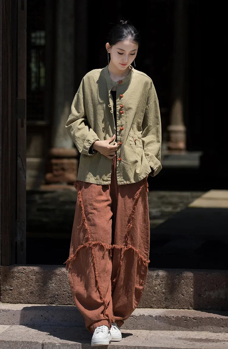 Women's Literary Vintage Ramie Linen Tops