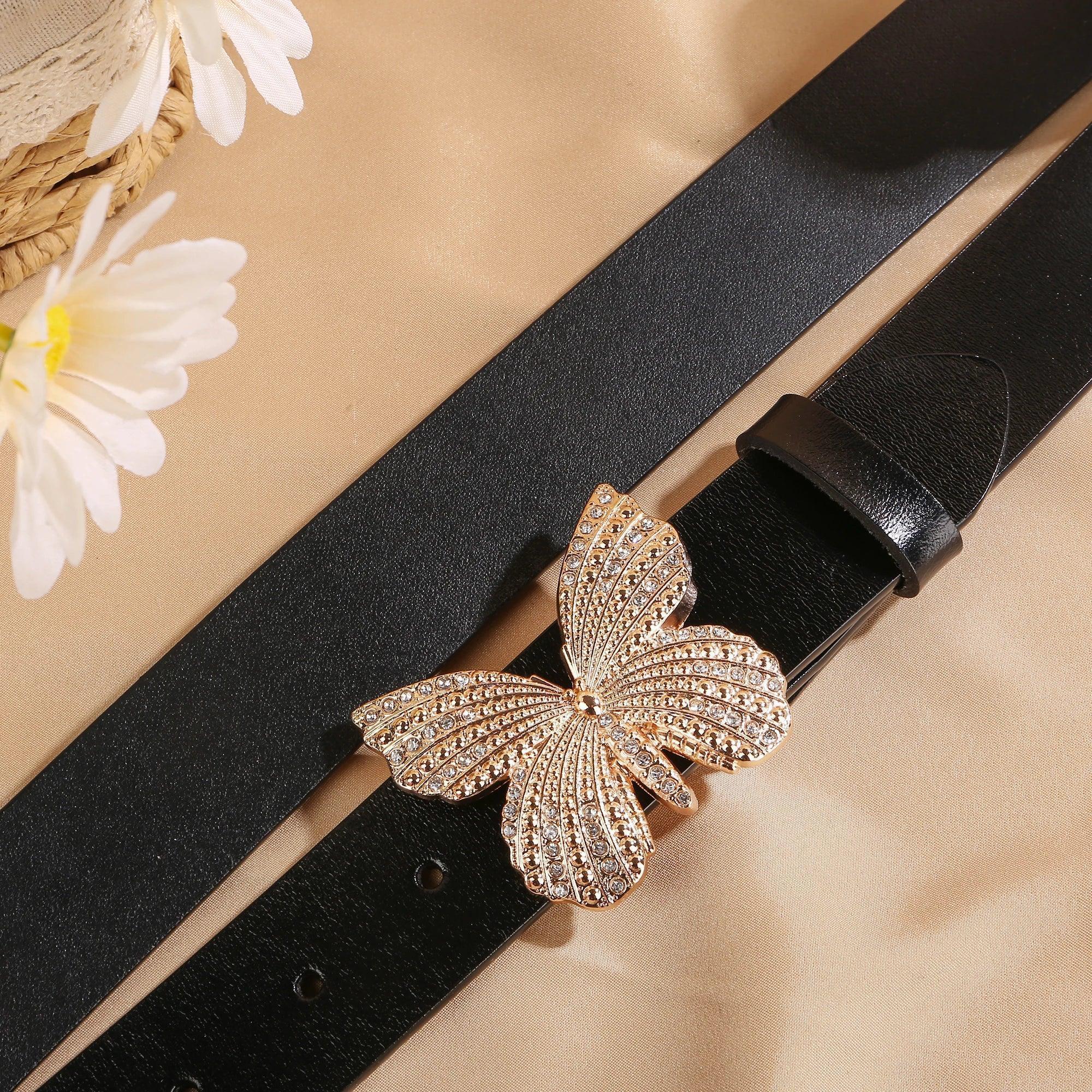 Fashion leather belts for women| belt butterfly fairy core punk goth buckle grommet | waist accessories