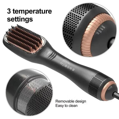 Hair Dryer Brush 3 In 1 Hot-Air Brushes 1200 W Powerful Ceramic Tourmaline Ionic Hair Straightener for All Hair Types electric
