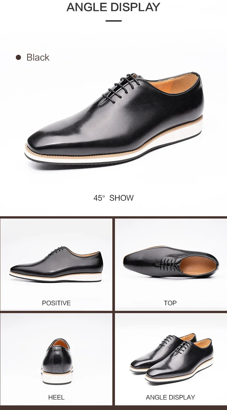 Modern Leather Men's Shoes Office Business Formal Suit Footwear High Quality Oxford Lace Up Handmade Brogue Shoes EVA Outsole
