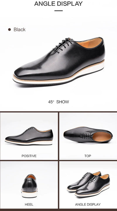 Modern Leather Men's Shoes Office Business Formal Suit Footwear High Quality Oxford Lace Up Handmade Brogue Shoes EVA Outsole