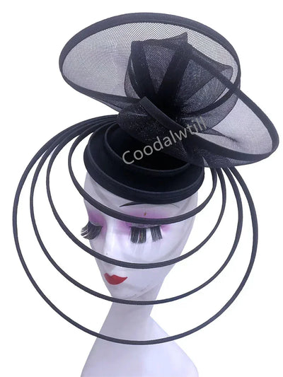 Big Fascinator Hat Royal Ascot Pillbox Caps Wedding Mesh Headpiece Women Party Banquet Chapeau Cap Headband Ladies Wedding