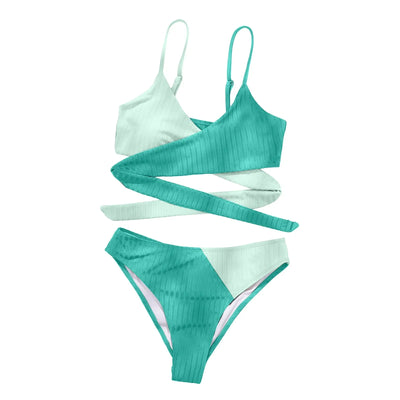 Summer Ladies Sexy High Waist Print Two Piece Bikini Sets Biquini Women Swimsuit Clothing Set Color Block Mujer Swimwear Suits