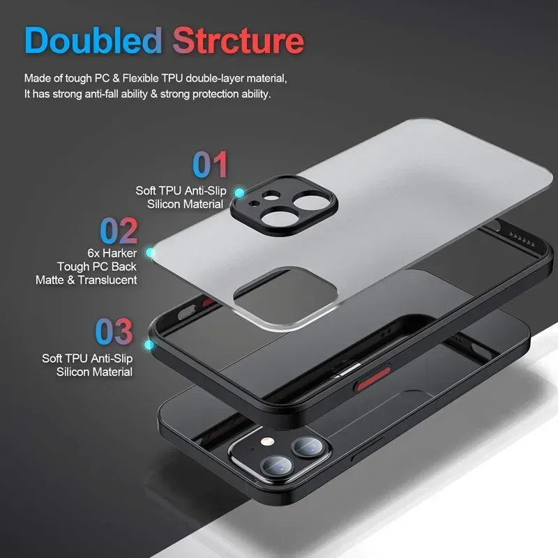 New Armor Bumper Shockproof Phone Case For iPhone 15 11 12 13 Mini 14 Pro XR X Xs Max Plus Silicone Hard Cover Capa