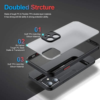 New Armor Bumper Shockproof Phone Case For iPhone 15 11 12 13 Mini 14 Pro XR X Xs Max Plus Silicone Hard Cover Capa
