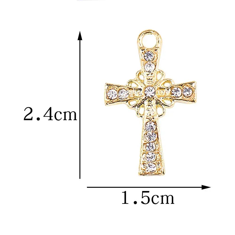 Mixed 10pcs pearl zircon cross charms crucifix pendant jewelry making supplies diy luxury necklaces earrings