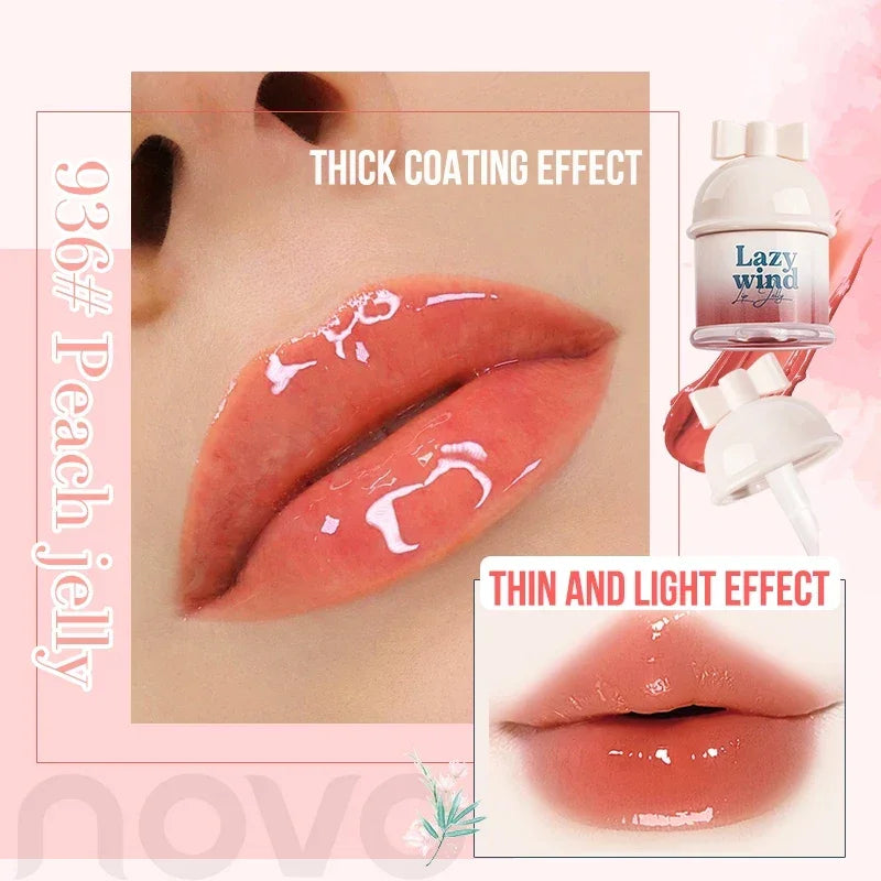 Mirror Gloss Jelly Lipstick, Long Lasting Waterproof Lip Glaze, Contains butter from avocado trees and sunflower seed oil