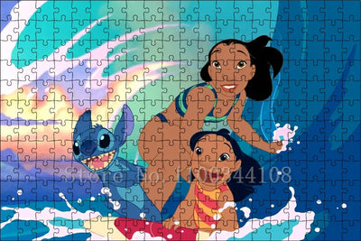 Disney Lilo & Stitch Puzzle Cartoon Movies Children Games Educational Toys 300/500/1000 Pcs Jigsaw Puzzles Adults Decompressing