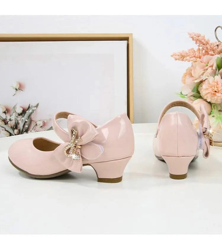 Children's Leather High Heels Shoes | Casual Soft Bottom Footwear Kids