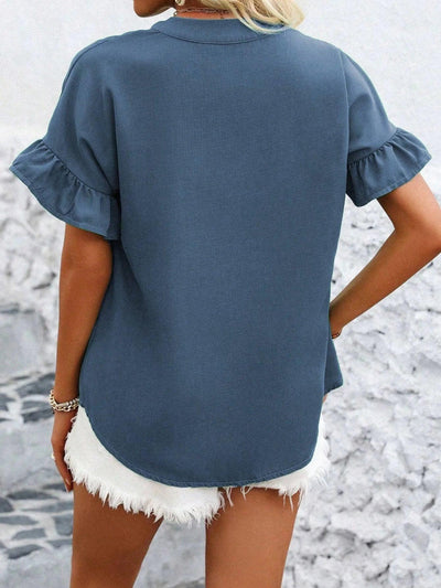 Women's Button Solid Linen Tops