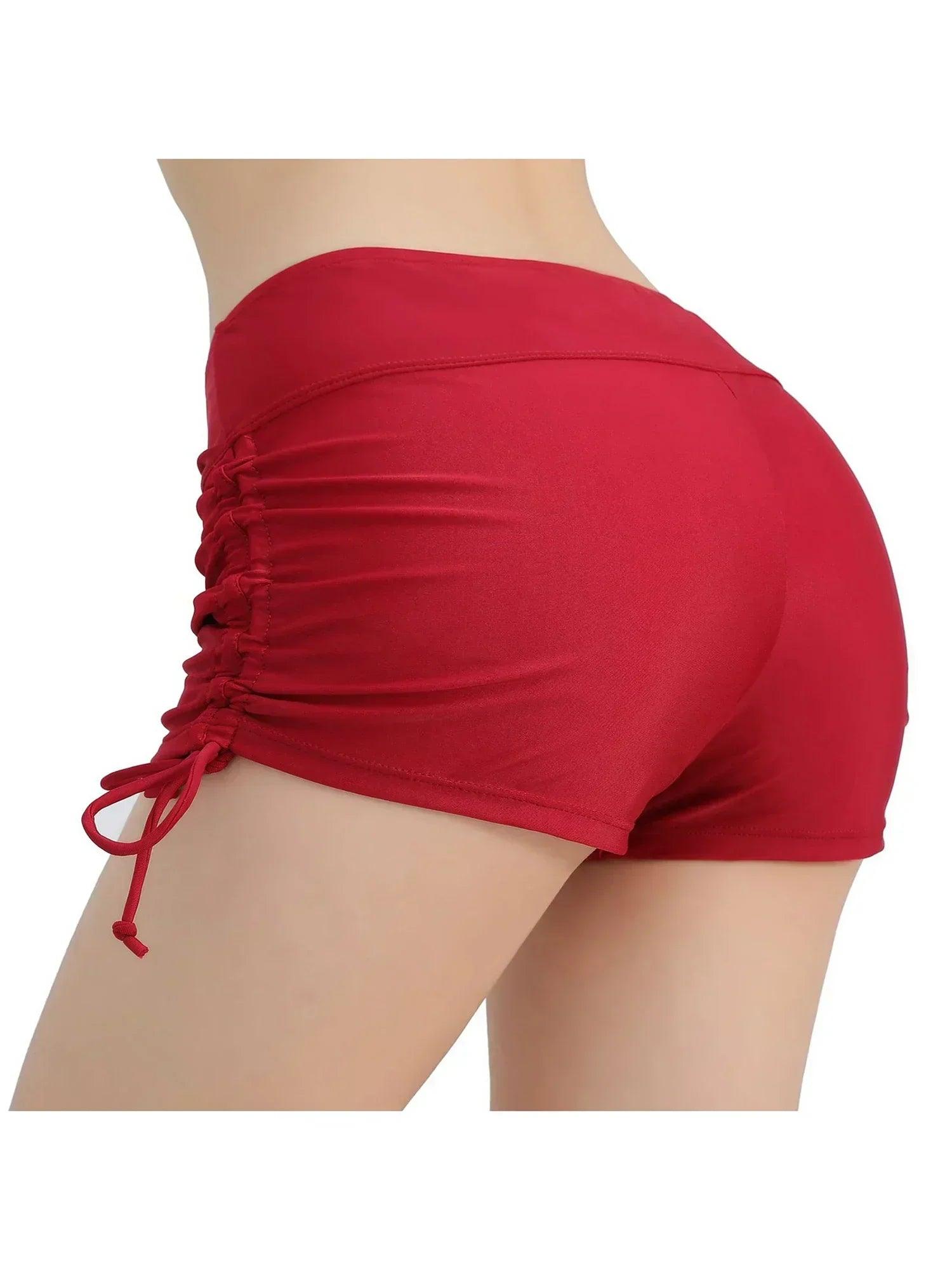 2025 new fashion women’s swim shorts high waist sides drawstring stretch sports boyshorts bathing suit tankini bottoms