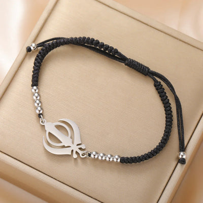Lucktune Khanda Sikh Faith Bracelet for Women Men Stainless Steel Vintage Indian Sword Lucky Bracelet Spiritual Jewelry Gift
