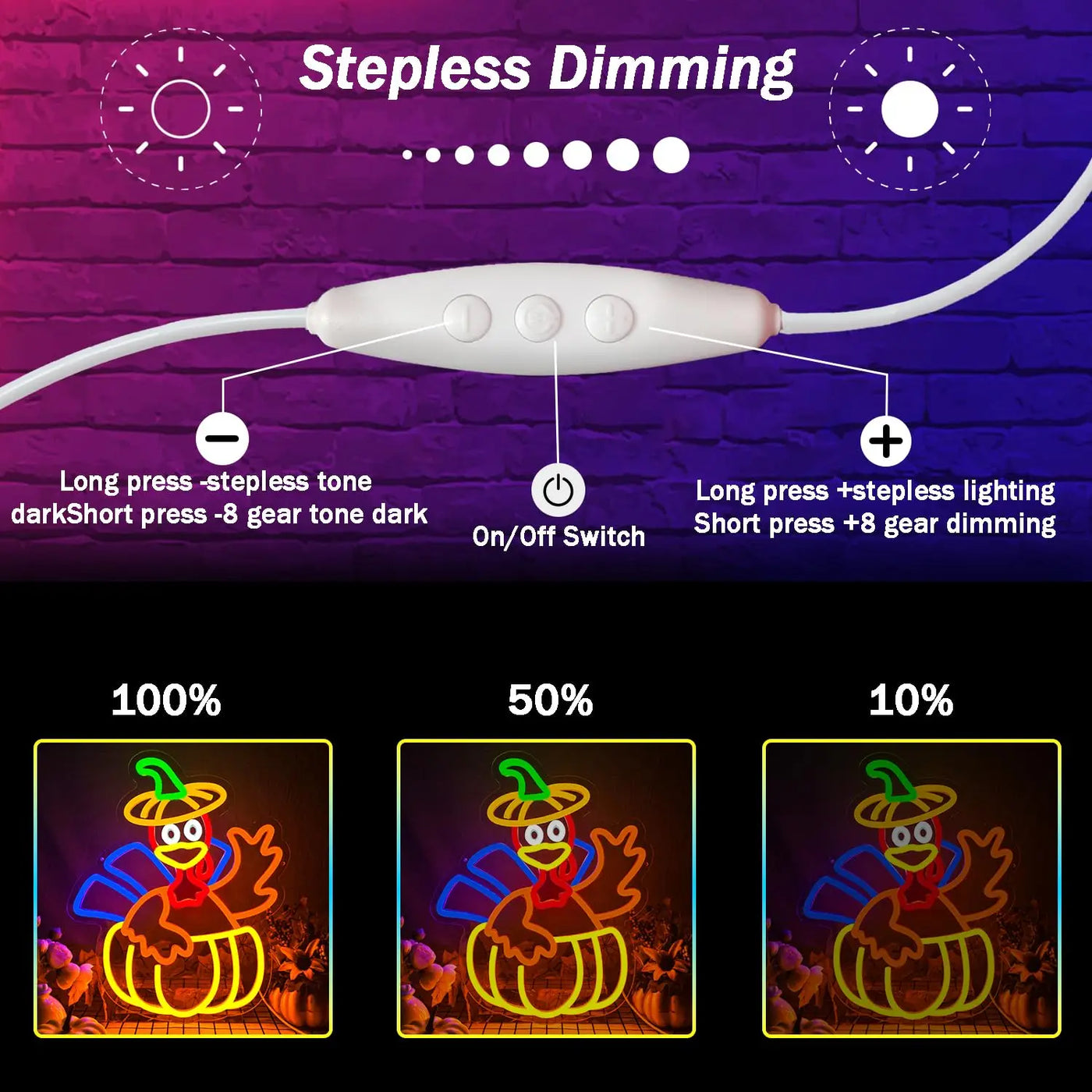 Turkey Thanksgiving Neon Sign Usb Power Supply Wall Decor for Thanksgiving Happy Children'S Gifts Home Party